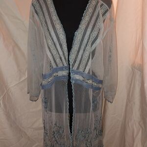 Sheer Lace Embroidered Kimono